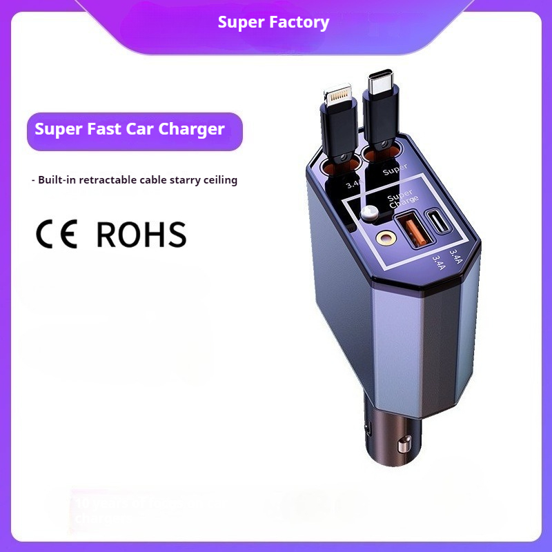 Fast Charging Cable - Ładowarka samochodowa 120W z teleskopowym kablem