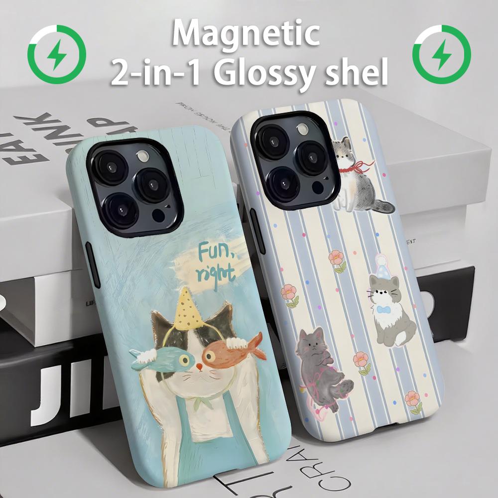 Magnetic Phone Case - Etui na telefon Cute cats and